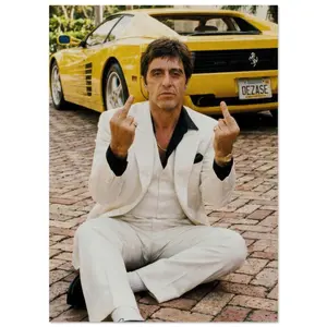 Tony Montana Scarface Poster Wall Art, Iconic Mafia Movie Scene Print, Luxury Gangster Decor , Product without frame