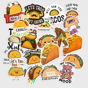 20 Pcs Taco Stickers Pack - Cute Kawaii Funny Mexican Food Decals, Waterproof Vinyl Aesthetic Taco Stickers for Laptop, Water Bottle - Taco Lover Gift