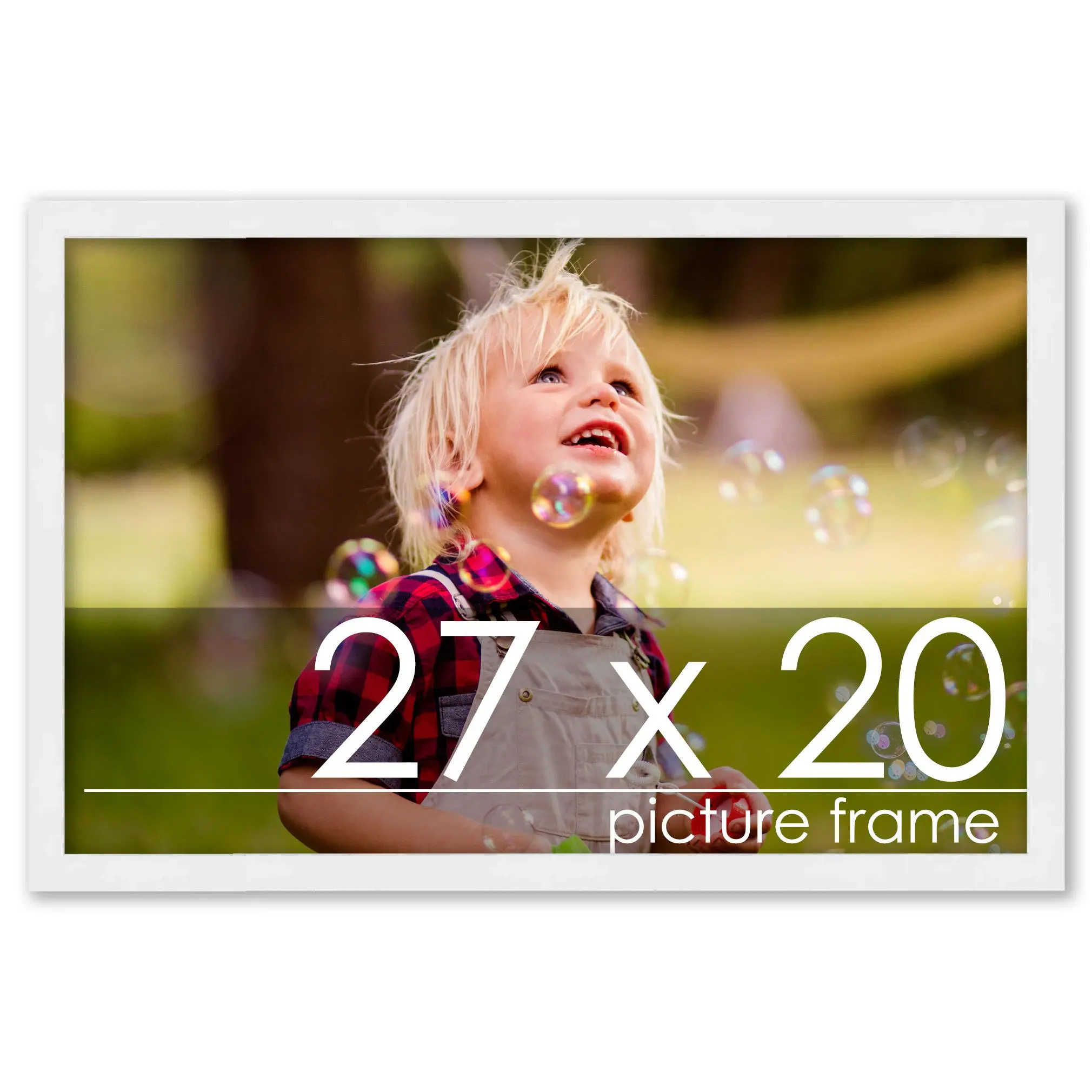 27x20 White Wood Picture Frame - UV Acrylic, Foam Board Backing, Hanging Hardware