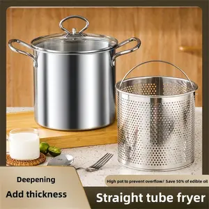 Stainless Steel Multi-Functional Frying Pan with Drain Basket, Ideal for Cooking Noodles & Hot Milk, Perfect for Home Dining