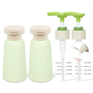 16.9oz Travel Shampoo Bottle with Flip Cap, Refillable Plastic Pump Bottles Dispenser for Soap, Shampoo, Lotions, Liquid Body Wash, Creams and Massage Oil (2Pack, 16.9oz/500ml)