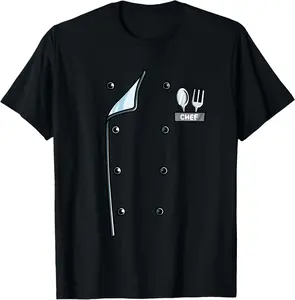 [100% Cotton] Chef Costume Coat Uniform Funny Cook Jacket for Cooking T-Shirt Tee