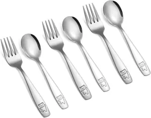 6 Pieces Toddler Utensils Kids Silverware Stainless Steel Toddler Forks and Spoons Set BPA Free Metal Children's Safe Flatware Kids Cutlery Set 3 x Child Forks 3 x Children Spoons