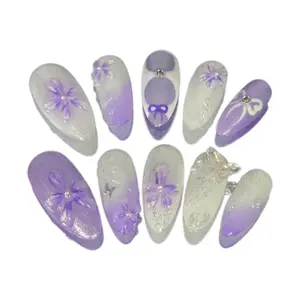 M021, Medium Length Crazy Bee Press-on Nails, Handmade by Nail technicians , Acrylic, Nail Art, Nail Care, Manicure, Daily