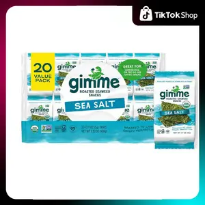 gimMe - Sea Salt - 20 Count - Organic Roasted Seaweed Sheets - Keto, Vegan, Gluten Free - Great Source of Iodine & Omega 3’s - Healthy On-The-Go Snack for Kids & Adults