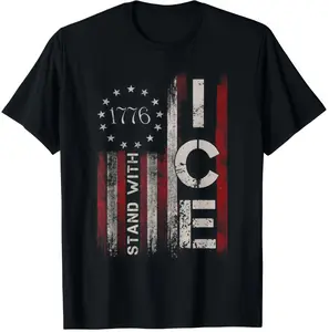 Support ICE Immigration Officers American Flag Border Patrol T-Shirt Unisex