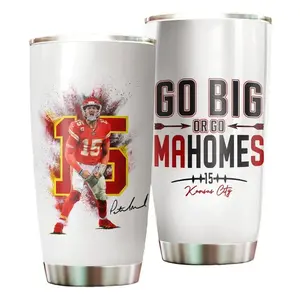 BNB [Football Gift] Go Big or Go Home 15 Kansas City Tumbler 20oz/30oz- Kansas City Cup, Gift Cup for Mahomes Fans - Mahomes Tumbler - Football Tumbler, Stainless Steel Drinkware Flask – Beverage Insulation Bottle with Proof Lid
