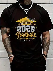 100% Cotton Proud Brother Of A 2026 Graduate Grad Senior Graduation T-Shirt Women's Men's Graphic Tee Crew Neck summer vacation Tops