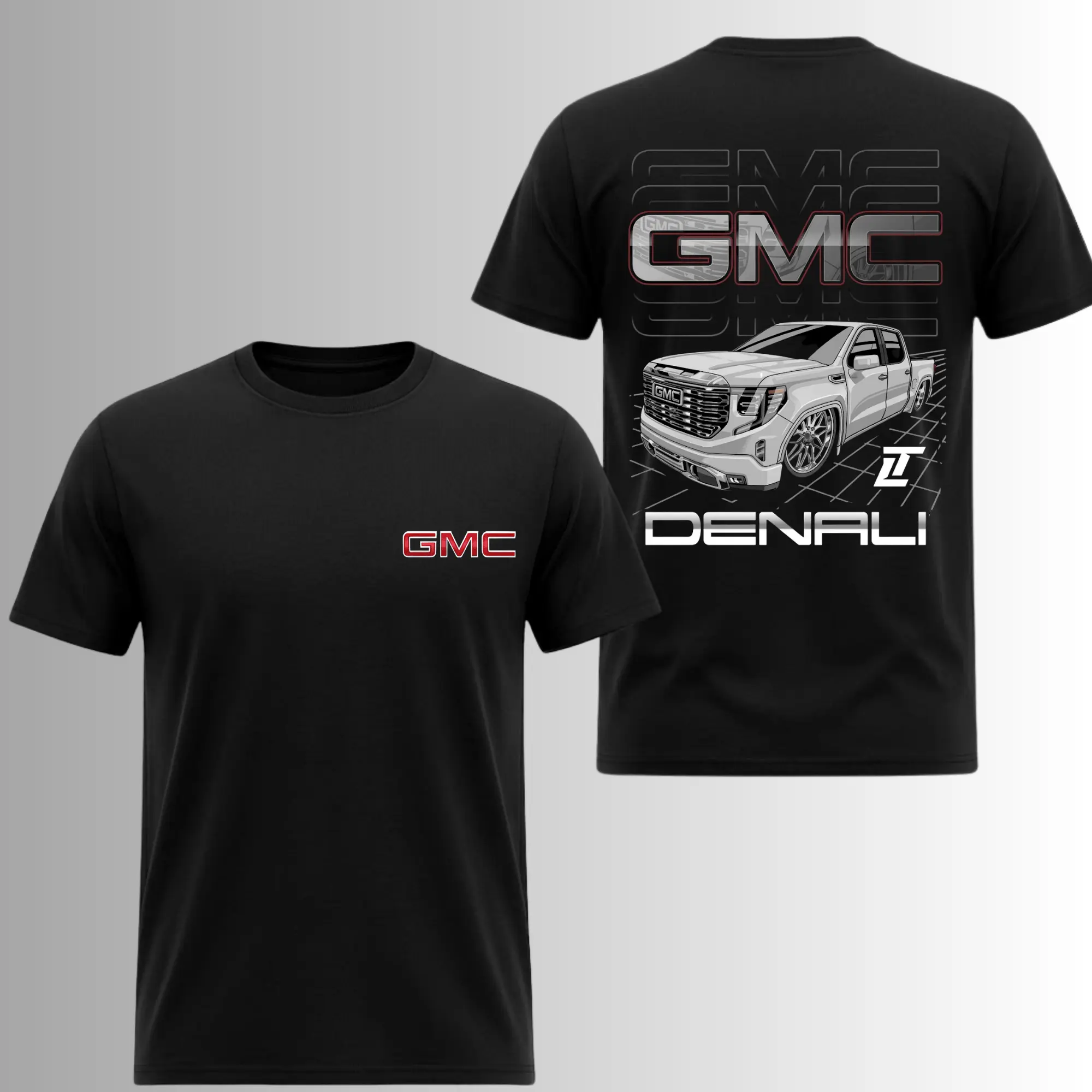 GMC Denali Lowered Truck T-Shirt, 2 Sides, Dropped Pickup Graphic Tee