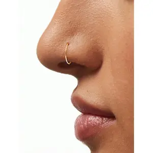 1Pc/3Pcs/5Pcs Women And Girl Fake Piercing Nose Ring Gold Stainless Steel D-Type Simple American Style Personalized Letters Hip-Hop Street Style Non Perforated Accessories Fake Nose Studs