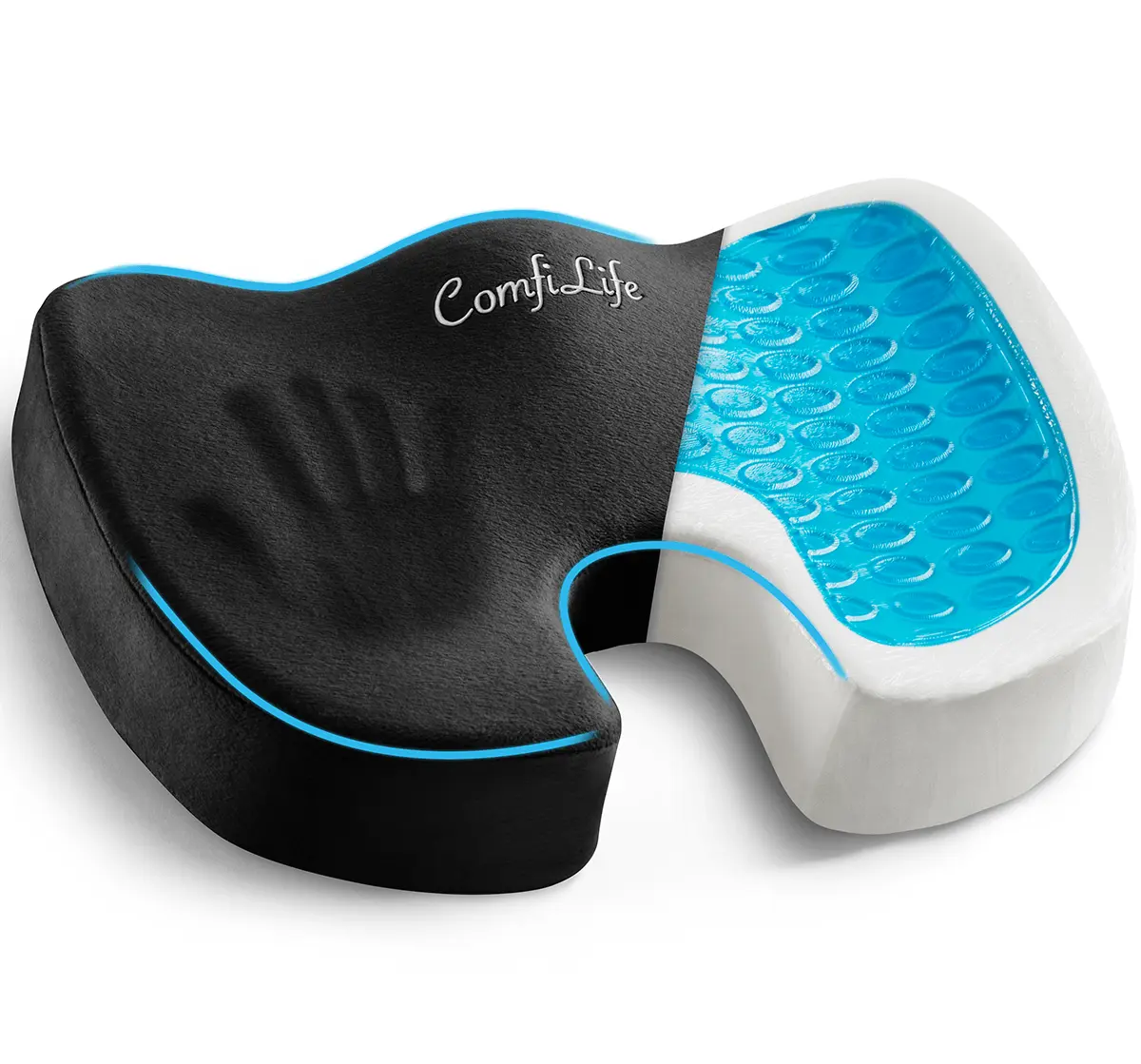 ComfiLife Gel-Enhanced Memory Foam Seat Cushion - Sturdy, Ergonomic Stress Relief Support, Non-Slip Base, Washable Cover, 17.5"x13.7", Doctor-Recommended for Office Use, Office/Home All-Season Household Textiles Chair Cover
