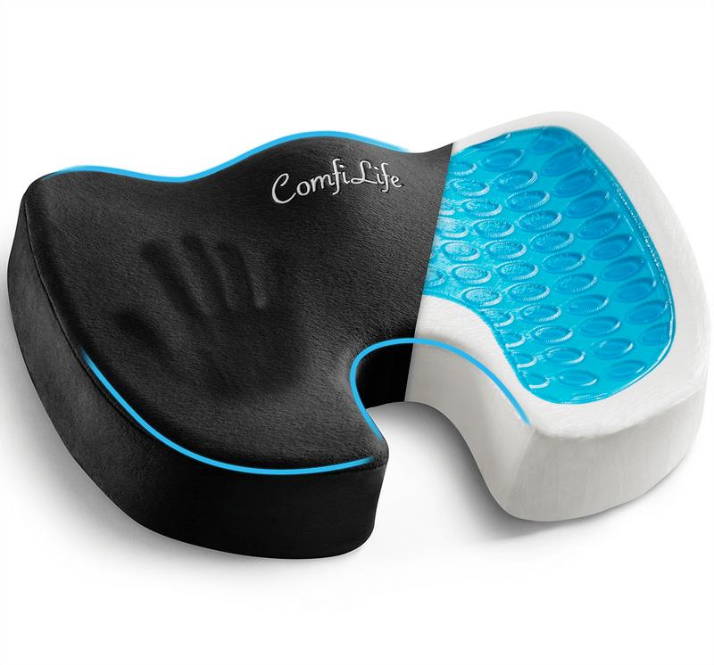 ComfiLife Gel-Enhanced Memory Foam Seat Cushion - Durable, Ergonomic Body Support, Non-Slip Base, Washable Cover, 17.5"x13.7", Doctor Recommended for Office/Home Use, All Seasons Household Textiles Chair Cover for Home Chair Users