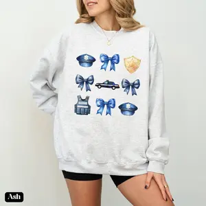 Police Coquette Sweatshirt For Wife Girlfriend Mom Sister Family Law Enforcement Officer Sweater Thin Blue Line Deputy Cop State Department