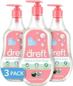 DREFT Bottle and Dish Soap | Made to Clean Baby Bottles, Sippy Cups, Pacifiers, Breast Pumps, & More | Gently Removes Milk Film & Odors | Plant Based, Fragrance Free Dish Soap | 18 Fl Oz (Pack of 3)