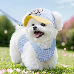 Adjustable Pet Harness Vest Leash Set with Hat for Small & Medium Dogs Cats, Washable Outdoor Puppy Apparel & Pet Accessories