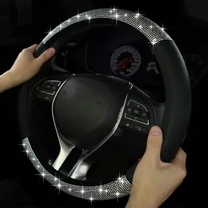 Steering Wheel Cover,  Rhinestone Steering Cover, 15 Inch Steering Wheel Protector for Women or Men, Easy Installation and Cleaning ( )