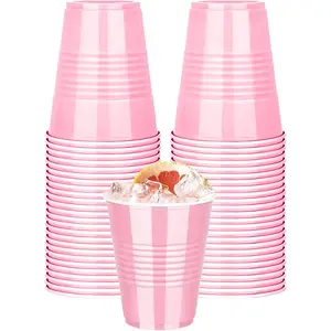 50 Pack Pink Cups, 16Oz Disposable Cups for Drinking Cup Disposable Cup for Wedding Parties