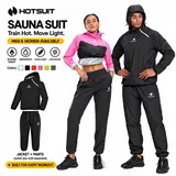 HOTSUIT Unisex Sauna Sweat Suit 2-Piece Sports Set - Long Sleeve Shirt, Full-Length Pants, Quick Dry, Anti-Odour, Windproof, Waterproof, Abrasion-Resistant, All Seasons Gym Gear for Boxing, Biking (Waist Reduction),outdoorfun