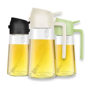 3pcs Oil Sprayer for Cooking, 16oz/470ml Oil Dispenser for Kitchen, 2 in 1 Olive Oil Dispenser Bottle for Kitchen Gadgets, Air Fryer, Salad, BBQ (Black,White, Green)