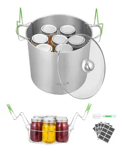 21-Quart Stainless Steel Canning Pot With Rack And Glass Lid For Water Bath Canning, Heavy Duty Home Canning Canner Pot, Food Safe Durable Cookware For Jams, Jellies, Pickles And Preserves, Easy To Use
