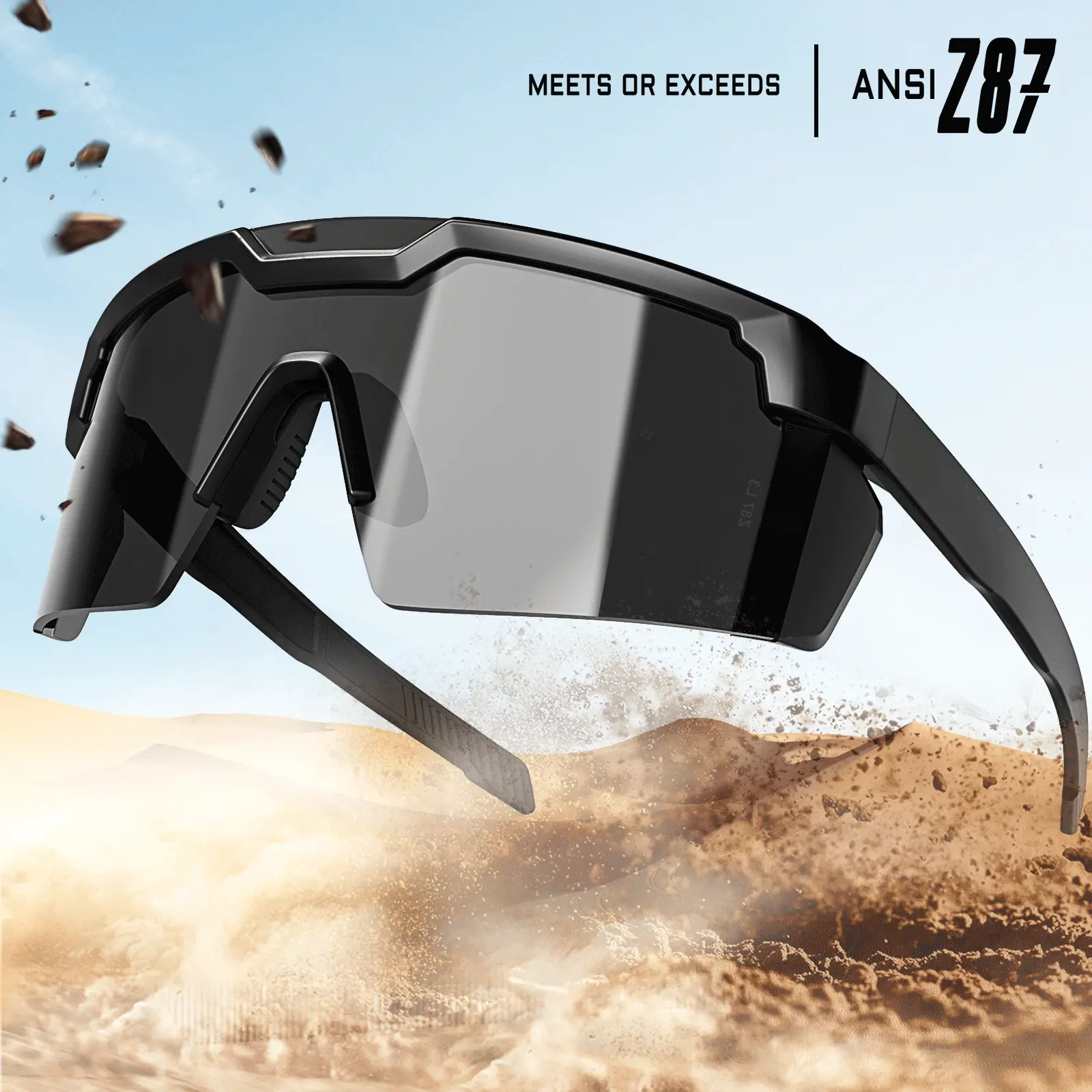 MAXJULI Trendy Sporty Rectangle Sunglasses - WISTON XL Z87 Unisex Semi-Rimless PC High Quality Lightweight Durable TR90 UV400 Protection Sun Glasses for Wide Heads, Men's Accessories 8226, High Quality Sunglasses, Lightweight Durable Sunglasses