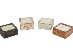 Starter Pack-12 PCS-Bohemian Flower Candle Vessel-Candle Pour-Clay-5 x 5 x 3 inches-Exclusive Design-Flower-Starter Pack- 12 PCS