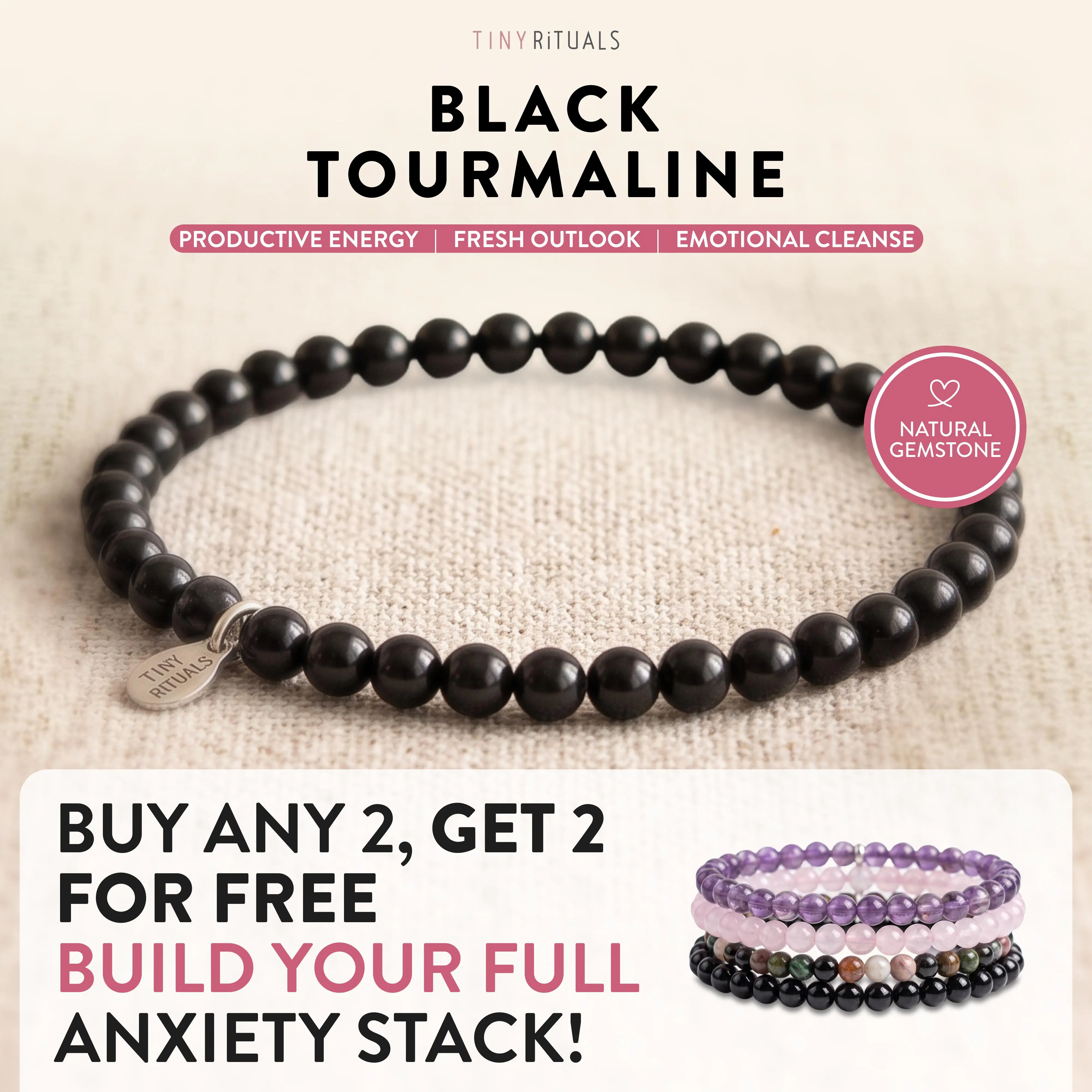 TINY RiTUALS Black Tourmaline Energy Bracelet TINY RiTUALS Black Tourmaline Energy Bracelet