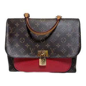 Pre-owned Louis Vuitton canvas Crossbody Bags Authentic Marignan Satchel / Messenger Bag in Monogram & Red Leather LV159Fei