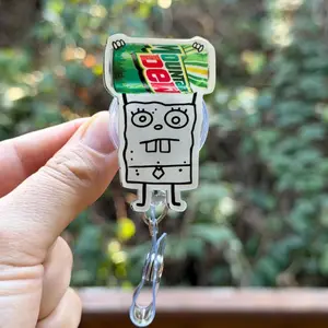 Cartoon Doodle Mtn Dew Soda Can- Badge Reel