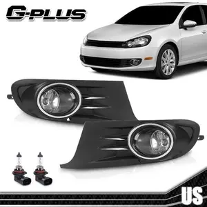 Bezel Fog Light Kit Fit For 2010-2014 MK6 Golf/TDI Jetta Sportwagen Chrome Black