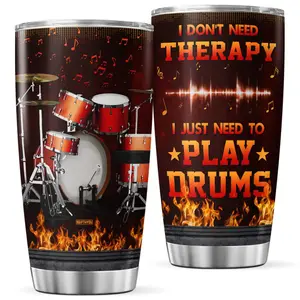 Drummer Coffee Tumbler Travel Mug With Lid Birthday Gifts For Men Women Teens Adults Friends Music Teacher Insulated Cup Inspirational Quotes Stainless Steel Tumblers Hot And Cold