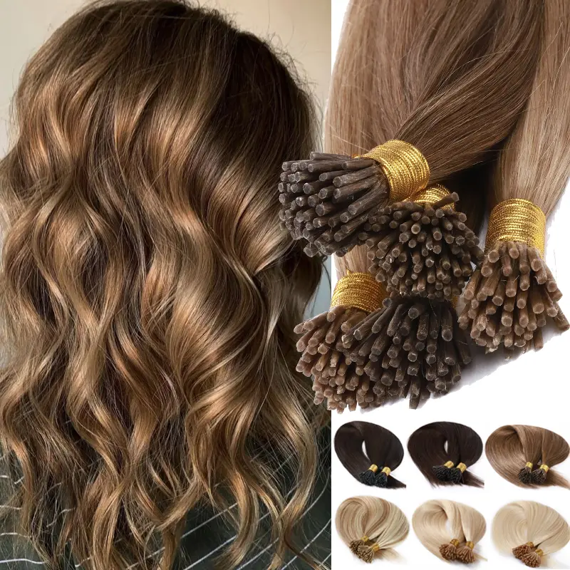 PROKYVITY 50G/Pack Stick Tip Human Hair Extensions I Tip Extensions 100% Remy Human Hair Silky Straight Hair 100strands/Pack  50strands/Pack for Women