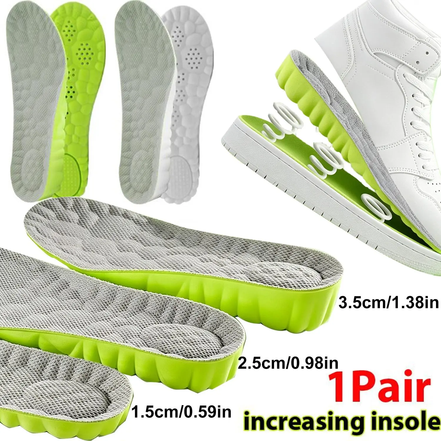 Height Boosting Insoles for Men Women,Heavy Duty Support insoles,Ultimate Comfort and Shock Absorption Height Increase Insoles(Lift 1.5 CM 2.5CM 3.5CM)