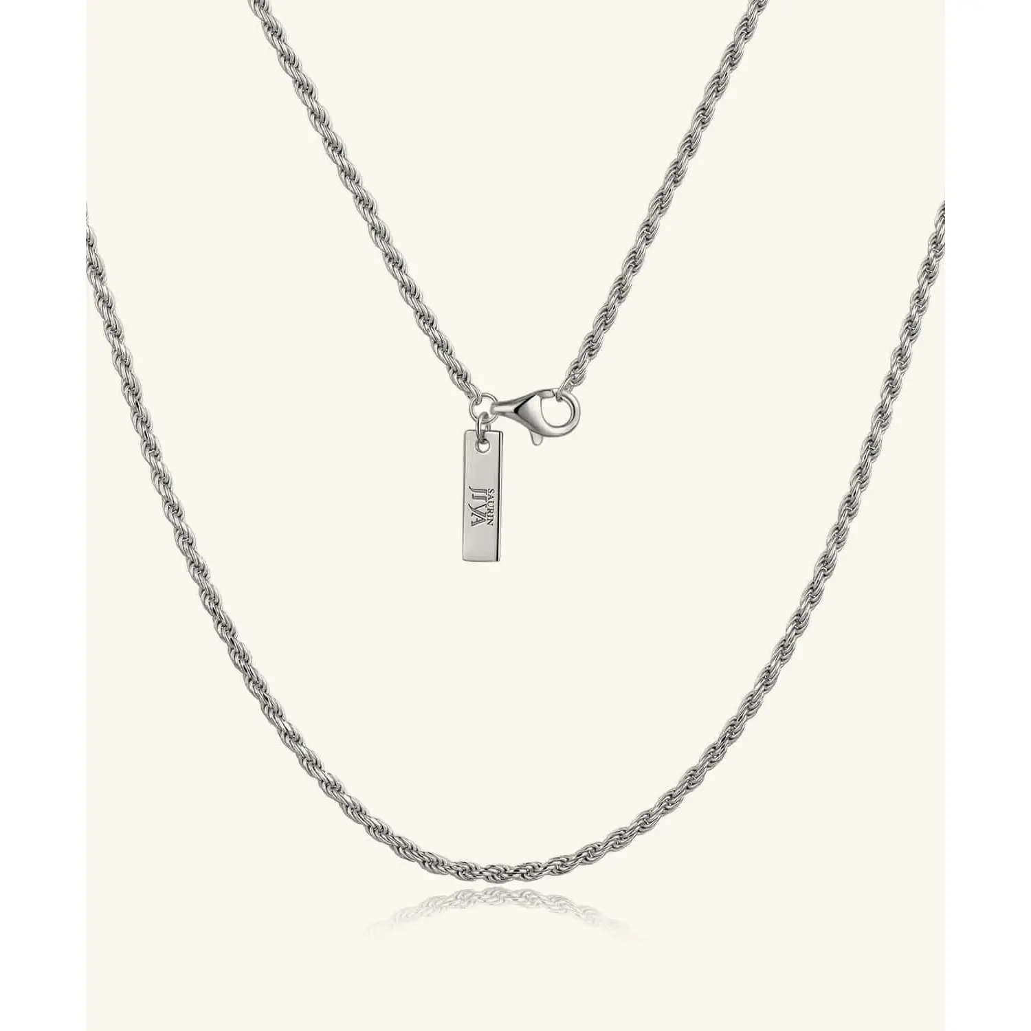 24K White Gold Rope Chain - 2mm