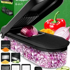 Fullstar 6 in 1 Vegetable Chopper, Cheese Slicer, Veggie Chopper, Onion Chopper, Mandoline Slicer & Cheese Grater - Black