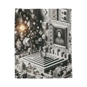 Geometric Intricacy and Optical Illusions - Plush Blanket