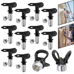 12-Piece Reversible Airless Paint Sprayer Tips and Tip Guard Set, Paint Sprayer Accessories, Metal with Stainless Steel Finish, Wear-Resistant Nozzles for Spray Guns & Machines, Nozzles Sizes Include 109, 209, 311, 313, 315, 411