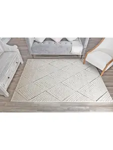 CosmoLiving RA30787 9 x 12 ft. Chanai CN30A Alabaster Geometric Contemporary Tan Area Rug