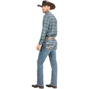 MONTERO Cowboy Denim Jeans MT4639 Light Blue for Men - Classic Button Closure and Embroidered Embellishments - Casual