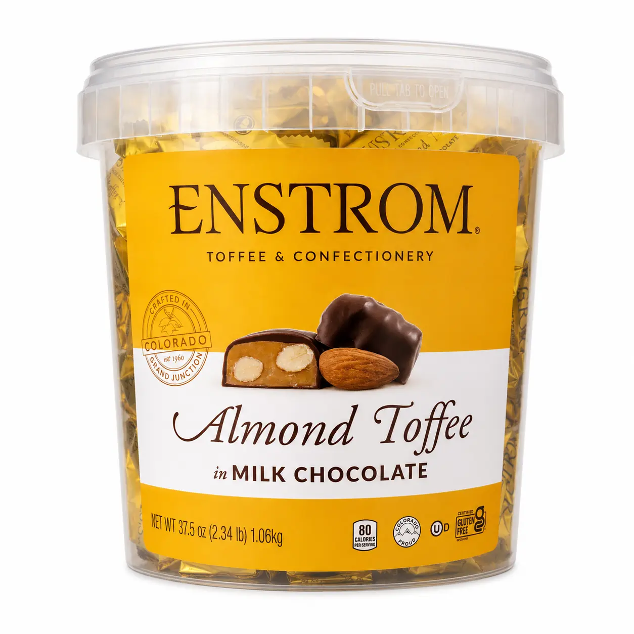 Enstrom Almond Toffee Petites in Milk Chocolate - Indiv Wraps, Gluten-Free, 37.5oz Each, Available in Multiple Packs (1, 2, 3 or 4 Count)