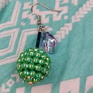 blue leaf apple earrings