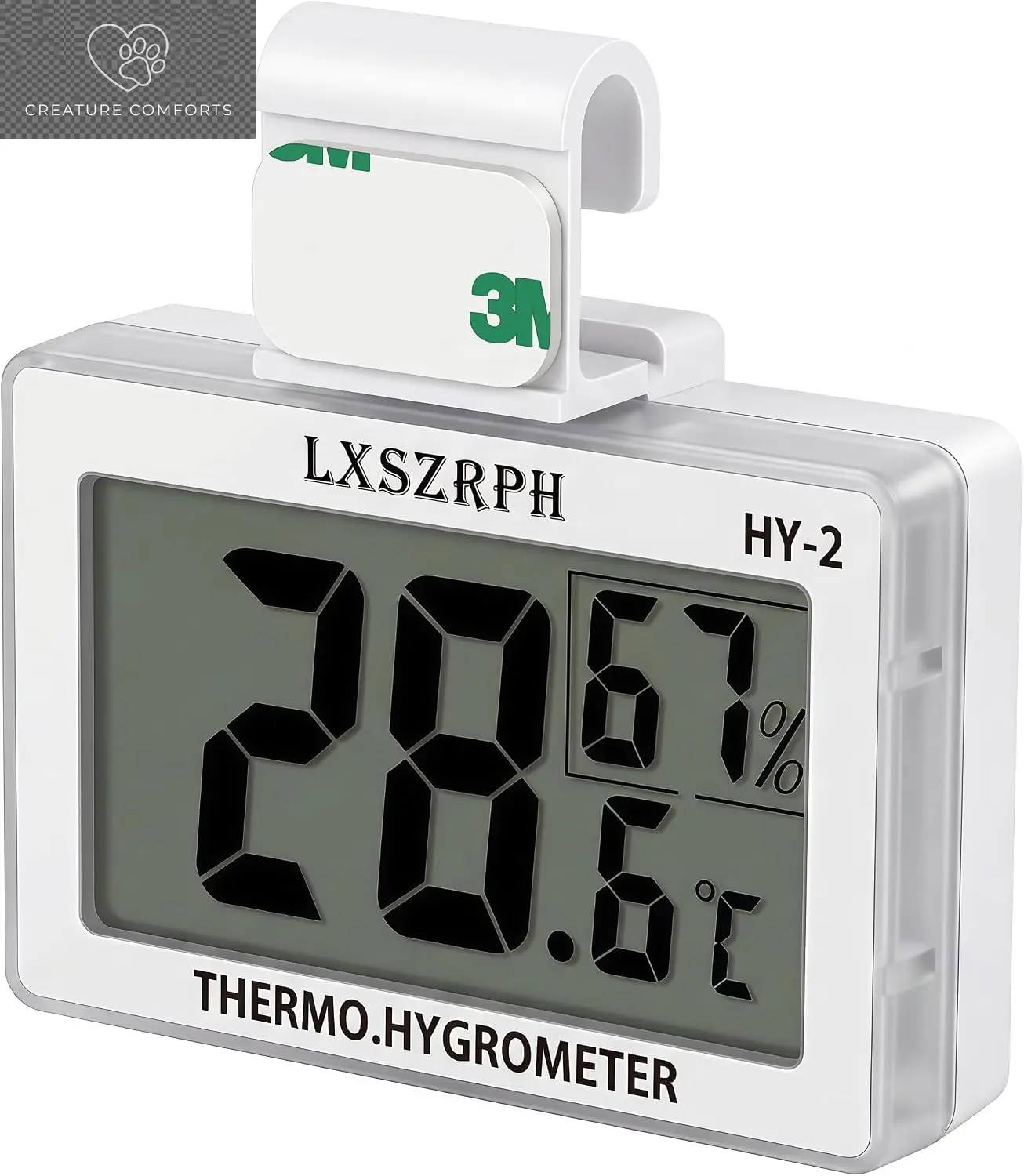 Digital Reptile LCD Thermometer Hygrometer, Hook-Mounted Temperature-Humidity Gauge for Reptile Tanks, Terrariums (1 Pack)