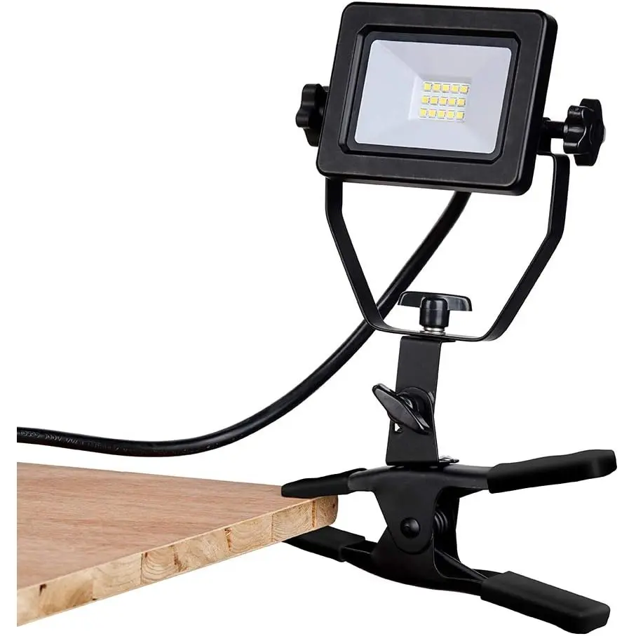 ZONE 1200 Lumens LED Clamp Work Light, 10W 5000K, ETL Listed, Wet Rated