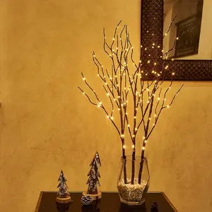 2 Pack Flexible LED Branch Lights with 20 Warm White LED Bulbs, DIY Bendable Artificial Twig Light Battery Operated Vase Decor Lamp for Home Wedding Christmas New Year Party Dinner Table Decor