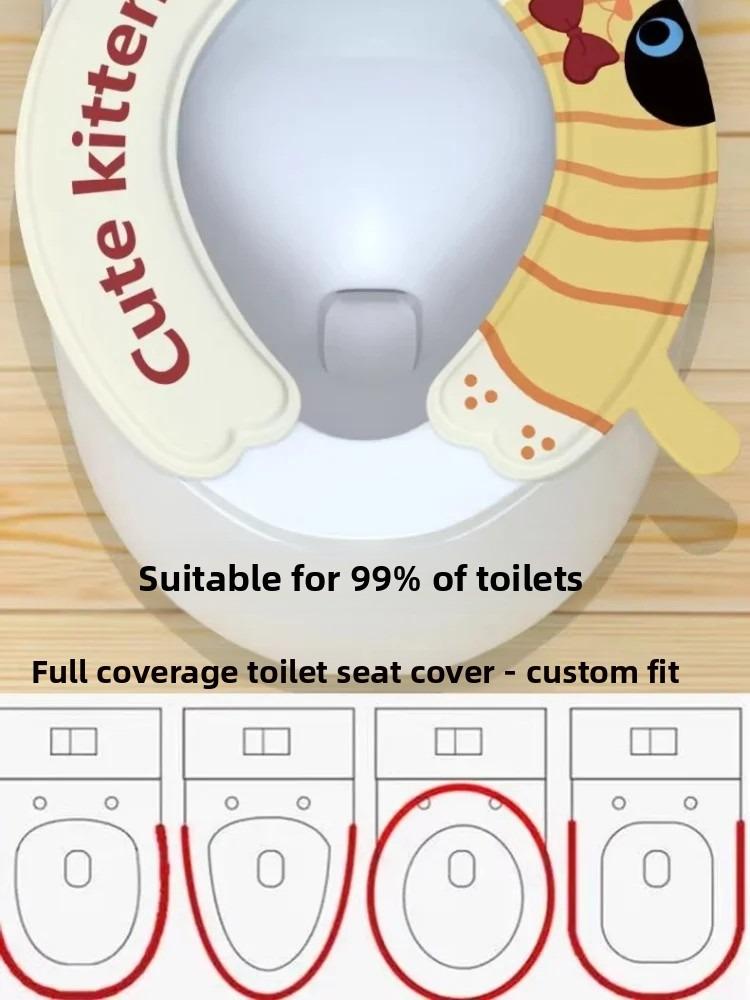 Cute Cat Dog Toilet Seat Pad Waterproof EVA Easy Clean Universal Fit Toilet Cover Mat for Bathroom