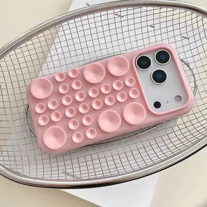 Colorful Creative Suction Phone Case for iPhone 17 Pro Max 16 Pro 15 14 13, Anti-Drop Strong Adhesion Protection, Valentine's Day Gift