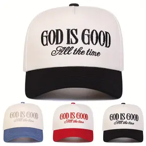 Unisex 5-Sided Baseball Hats, GOD IS GOOD Embroidered Letter Patchwork, Adjustable Sun Protection Headwear for All-Season Outdoor Leisure (Travel, Beach)