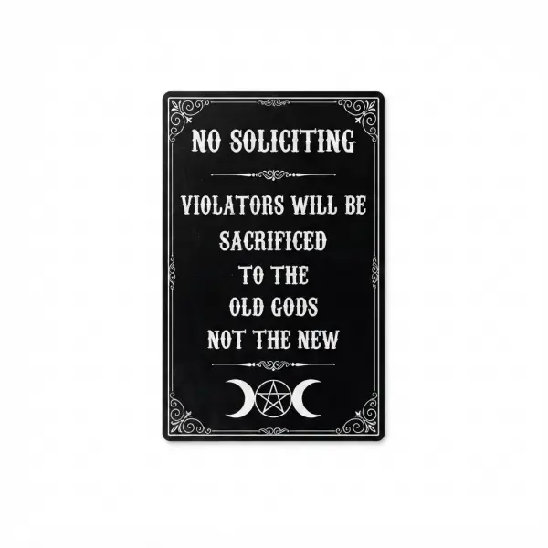 Gothic No Soliciting Metal Sign, 8x12In, 12x16In, Funny Warning Poster, Vintage Style Door Plaque for Home Security, Unique Decor for Goth & Witchy Lovers