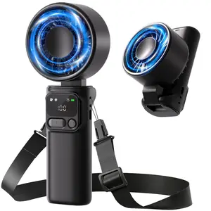 Portable Handheld Fan, High Speed Turbo Fan, 180° Foldable 5-in-1 Personal Neck Fan, Multifunctional Fan, 199 Speed Stepless Control, USB-C Rechargeable, 12H Battery, for Summer, Concerts & Outdoor Use