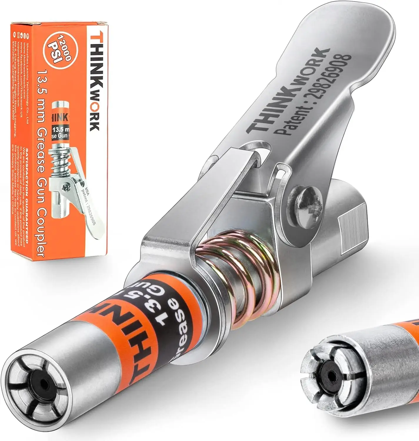 【Fall Deals For You】THINKWORK Grease Machine Coupler, 12000 PSI Quick Release Grease Coupler, Compatible with All Grease Machine 1/8" NPT Fitting